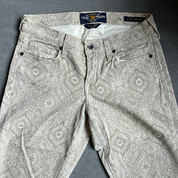 Lucky Brand Sofia Skinny Pant, Khaki and White Pattern - Picture 1 of 4